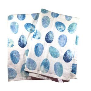 Set of 2 Kitchen hand Towels Isaac Mizrahi New York Blue Egg Print Cotton linens